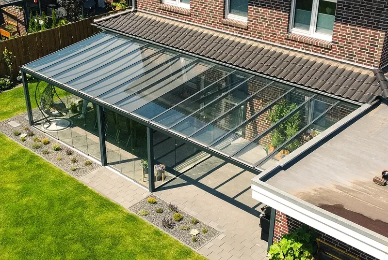 Terrassenüberdachung Aluminium 1000x450cm VSG
