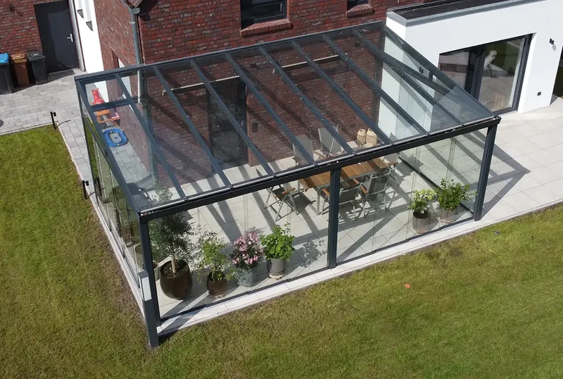 Terrassenüberdachung Aluminium 600x250cm Doppelsteg anthrazit