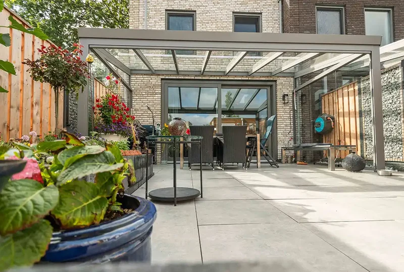 Terrassenüberdachung Aluminium 400x250cm VSG grau