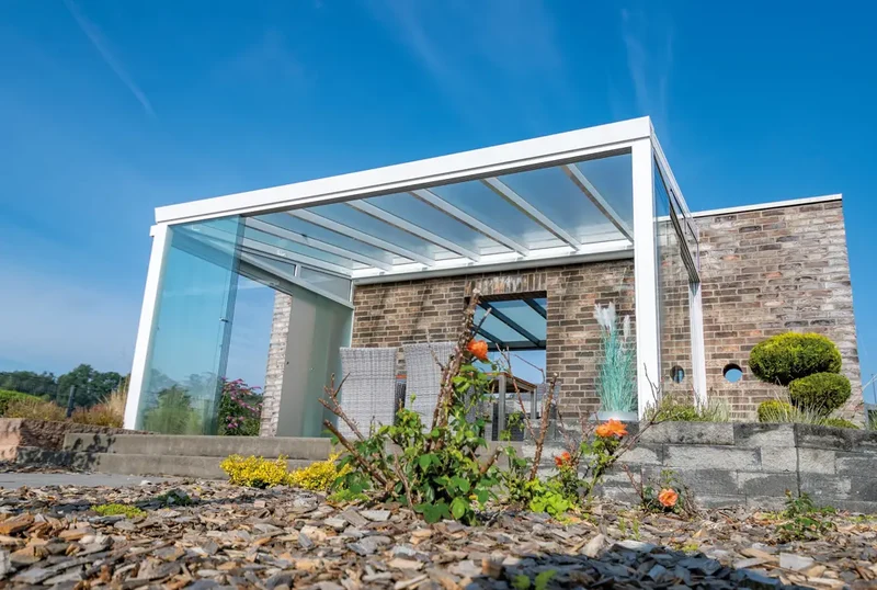 Terrassenüberdachung Aluminium 700x250cm VSG weiß