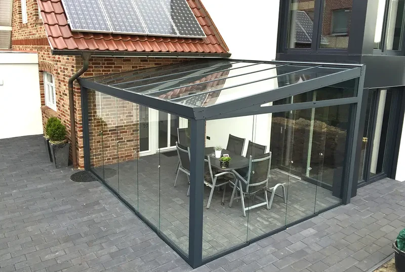 Terrassenüberdachung Aluminium 600x250cm Doppelsteg anthrazit