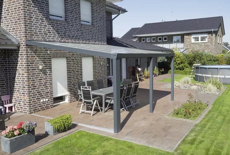 Terrassenüberdachung Aluminium 600x250cm Doppelsteg anthrazit