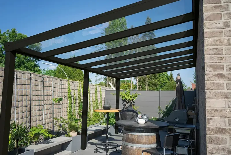 Terrassenüberdachung Aluminium 700x250cm VSG schwarz