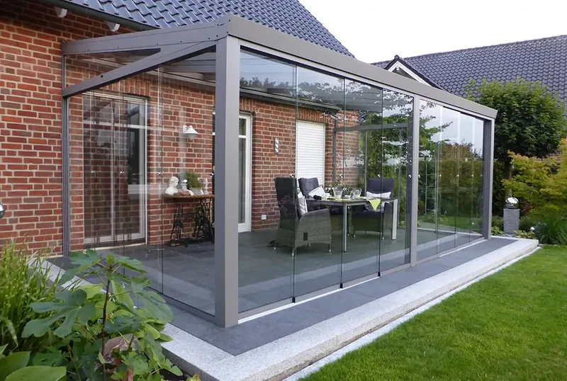 Terrassenüberdachung Aluminium 400x250cm VSG grau