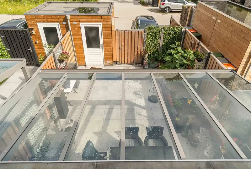 Terrassenüberdachung Aluminium 400x250cm VSG grau