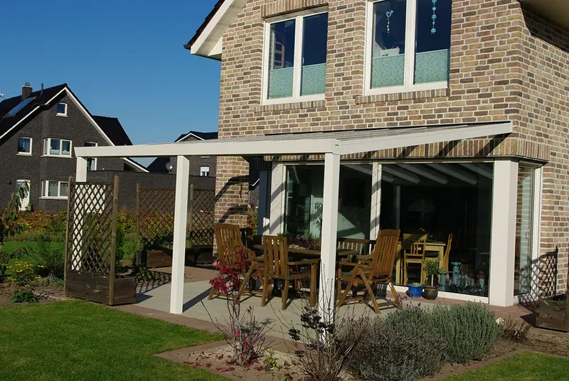 Terrassenüberdachung Aluminium 700x250cm VSG weiß
