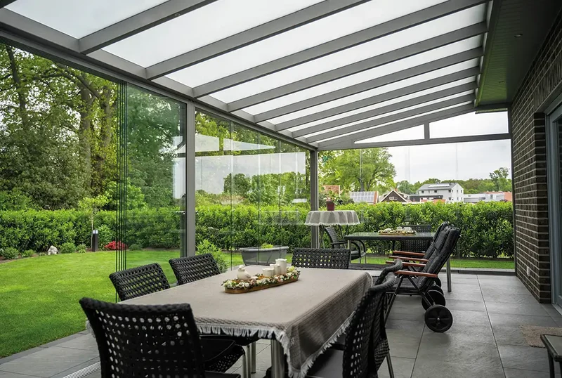 Terrassenüberdachung Aluminium 400x250cm VSG grau