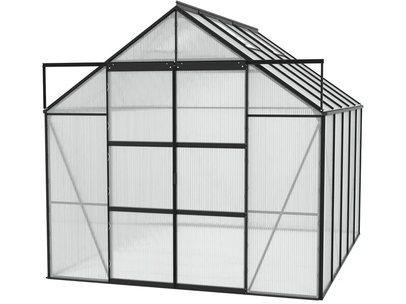 B-Ware Vitavia Gewächshaus Uranus 8300 Garten Gewächshaus 8,3 m² Doppeltür schwarz