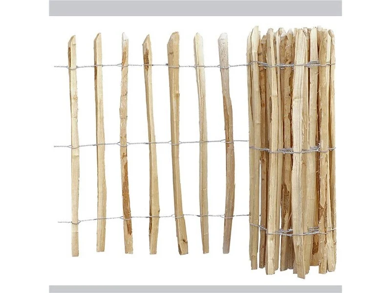 B-Ware Staketenzaun Berg-Haselnuss Natur 0,9x5m Handgespalten Gartenzaun Zaun 3-5cm