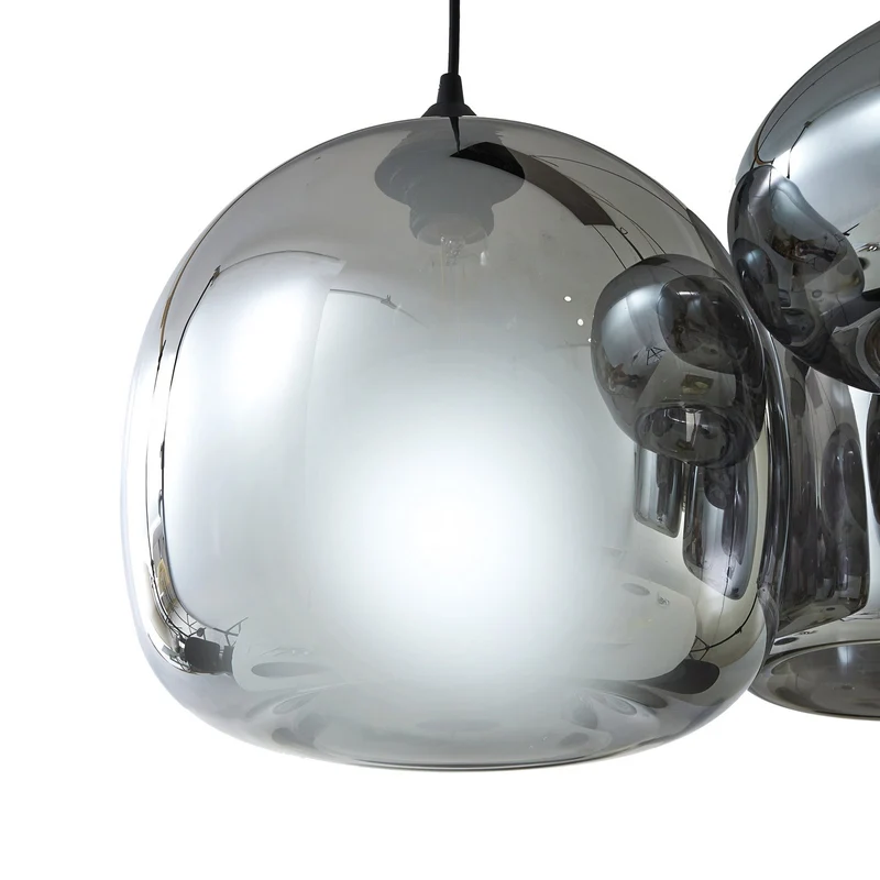 B-Ware Lindby Hängeleuchte Pendellampe Marla Glas rauchgrau 6fl 108cm E27 dimmbar240