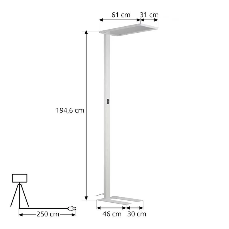 B-Ware Stehleuchte Stehlampe LED PRIOS Büro Leuchte Lampe weiß dimmbar Touchdimmer