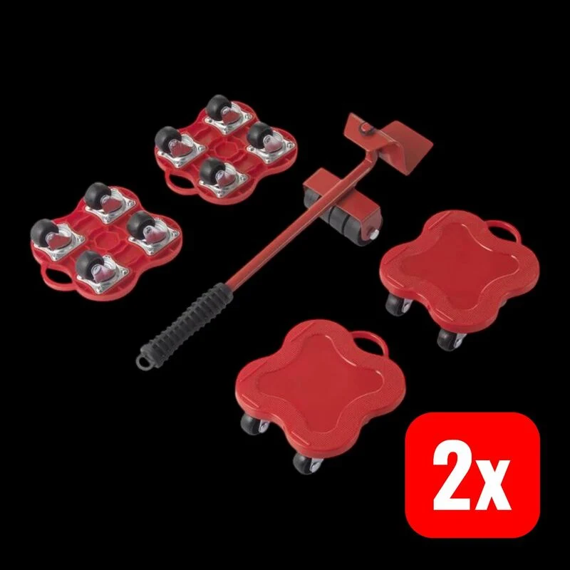 2x B-Ware TOOLCRAFT Möbelheber Transportroller Set 400kg Traglast 4 Räder Stahl 116x130mm