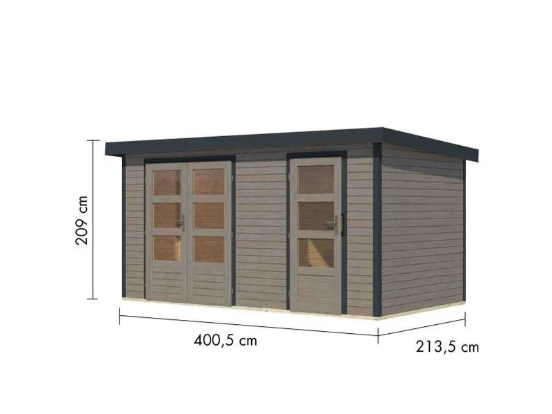 Norlinio Hybrid Zweiraumhaus Woodtallic, wassergrau/anthrazit, inkl. Fußboden