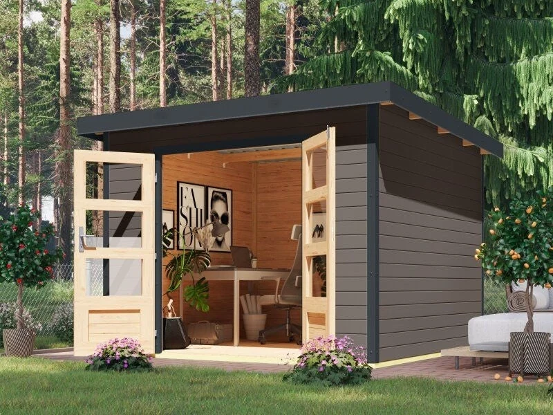 Norlinio Hybrid Gartenhaus Woodtallic 6, terragrau/anthrazit, inkl. Fußboden