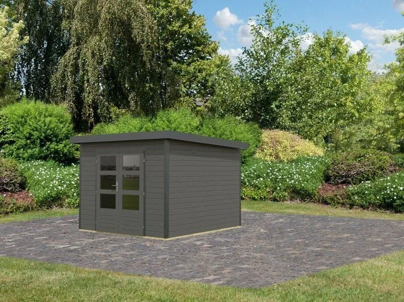 Norlinio Hybrid Gartenhaus Woodtallic 6, terragrau/anthrazit, inkl. Fußboden