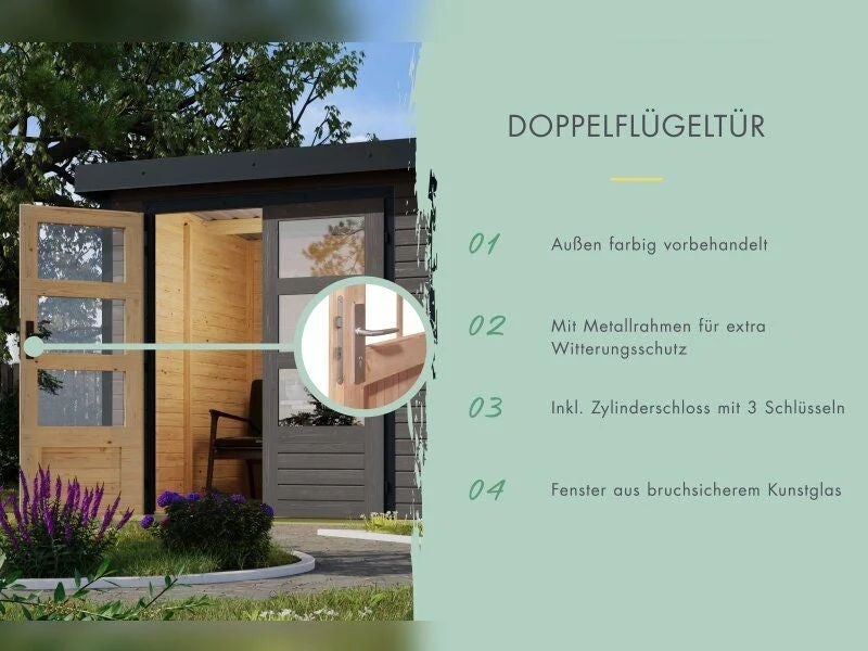 Norlinio Hybrid Gartenhaus Woodtallic 6, terragrau/anthrazit, inkl. Fußboden