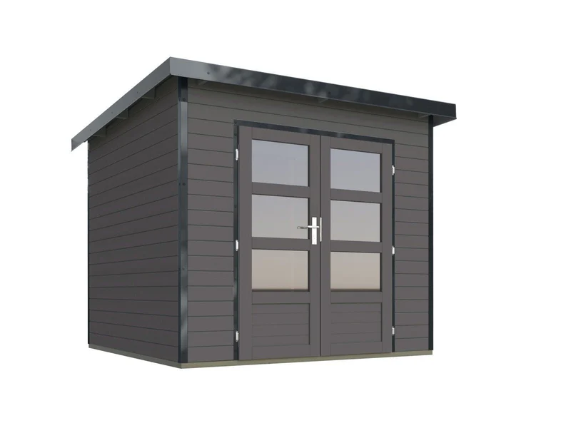 Norlinio Hybrid Gartenhaus Woodtallic 3, terragrau/anthrazit, inkl. Fußboden