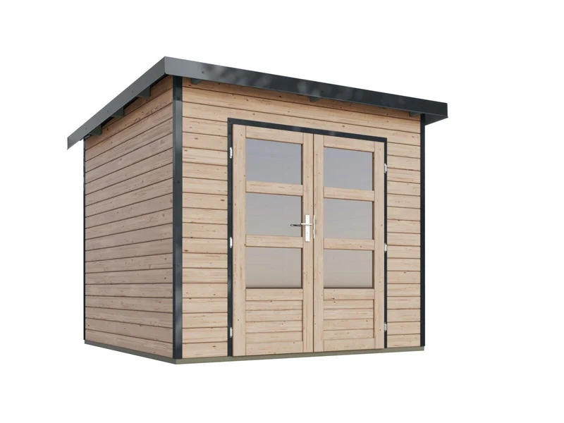 Norlinio Hybrid Gartenhaus Woodtallic 3, naturbelassen/anthrazit, inkl. Fußboden