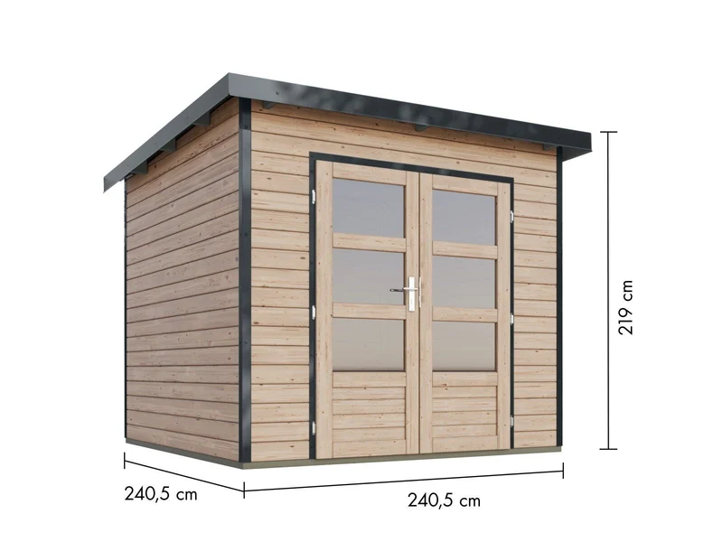 Norlinio Hybrid Gartenhaus Woodtallic 3, naturbelassen/anthrazit, inkl. Fußboden
