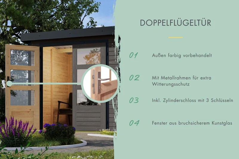 Norlinio Hybrid Gartenhaus Woodtallic 1, terragrau/anthrazit, inkl. Fußboden