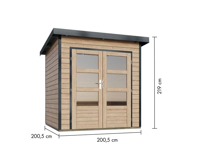 Norlinio Hybrid Gartenhaus Woodtallic 1, naturbelassen/anthrazit, inkl. Fußboden