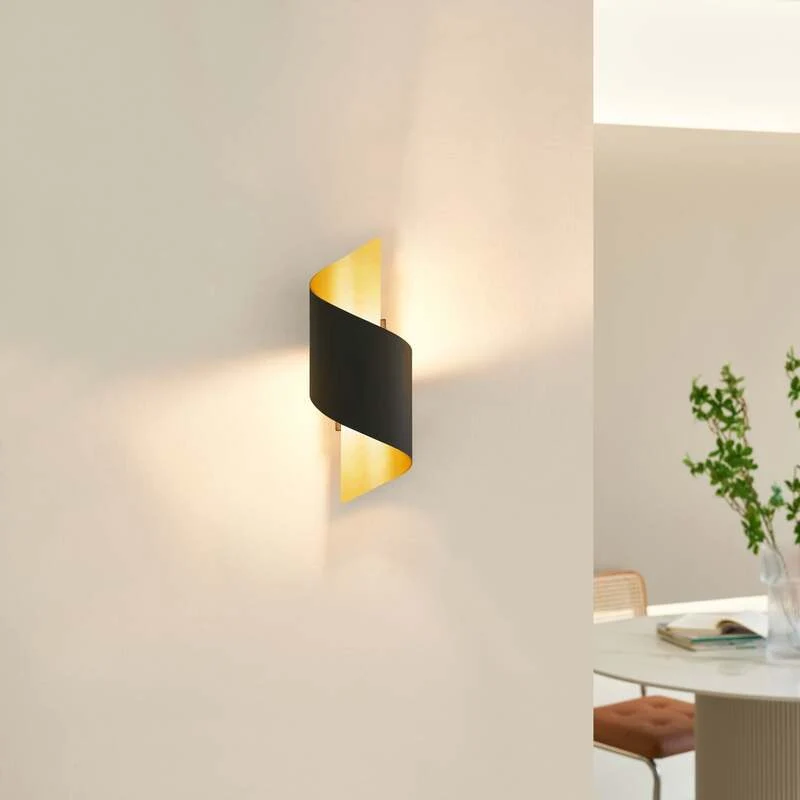 B-Ware Lindby Wandleuchte Wandlampe Desirio schwarz gold Metall Beleuchtung Wohnzim4