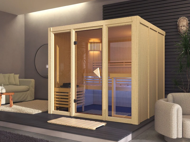 Karibu Sauna Avari 4 , inkl. 9 kW Ofen ext. Steuerung , 68 mm