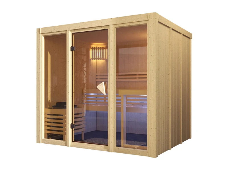 Karibu Sauna Avari 4 , inkl. 9 kW Ofen ext. Steuerung , 68 mm