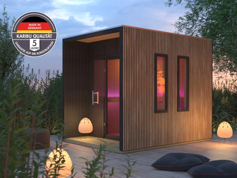 Karibu Saunahaus Laguna, Douglasie, 73 mm -ohne Ofen-