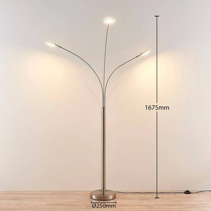 B-Ware Lindby LED-Stehlampe Anea Stehleuchte Lampe Leuchte LED 3-flammig nickel