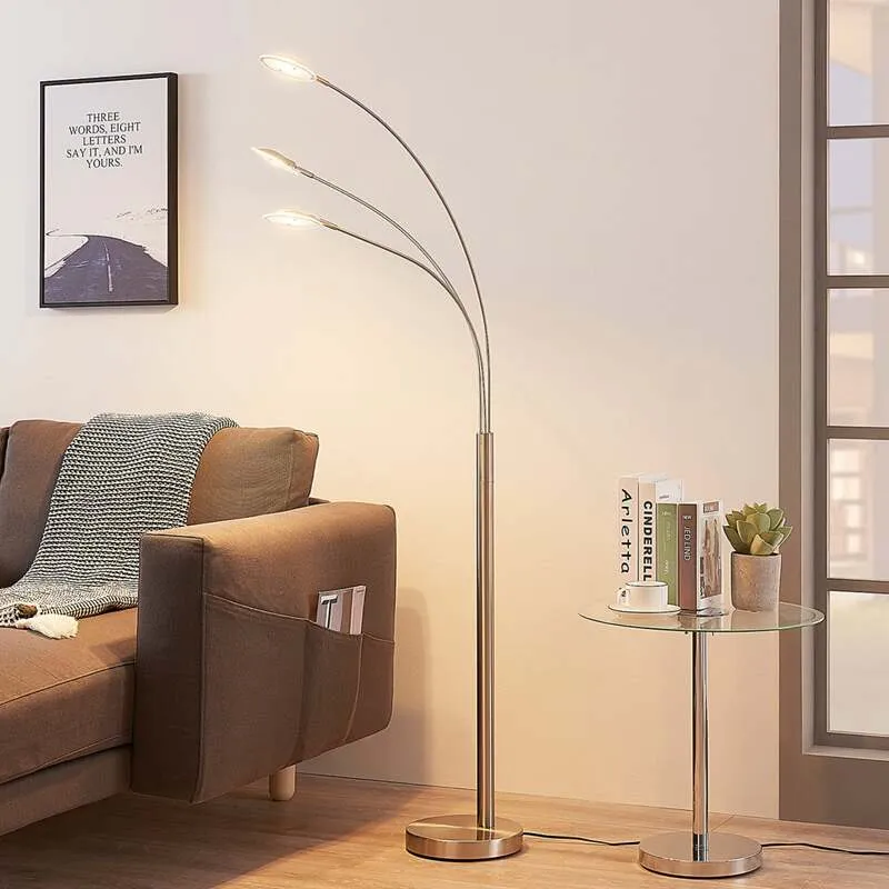B-Ware Lindby LED-Stehlampe Anea Stehleuchte Lampe Leuchte LED 3-flammig nickel