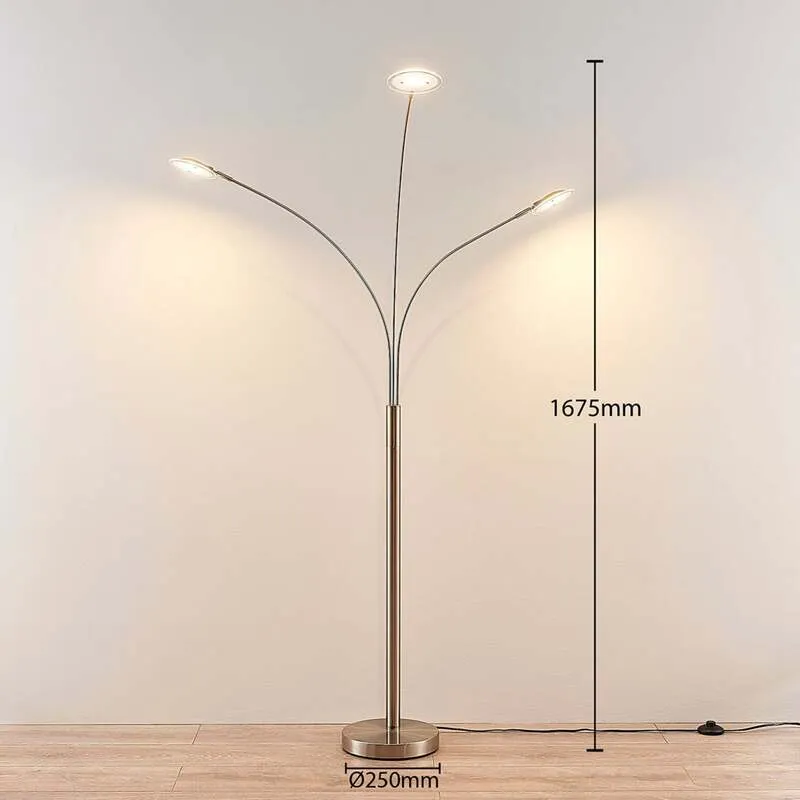 B-Ware Lindby LED-Stehlampe Anea Stehleuchte Lampe Leuchte LED 3-flammig nickel