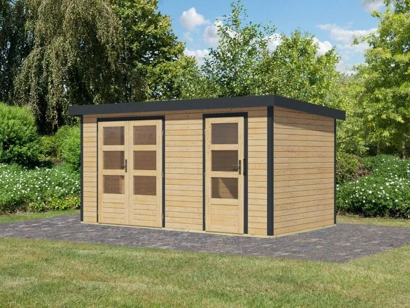 Norlinio Hybrid Zweiraumhaus Woodtallic, naturbelassen/anthrazit, inkl. Fußboden