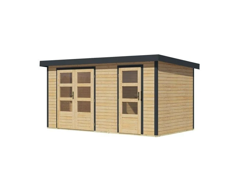 Norlinio Hybrid Zweiraumhaus Woodtallic, naturbelassen/anthrazit, inkl. Fußboden