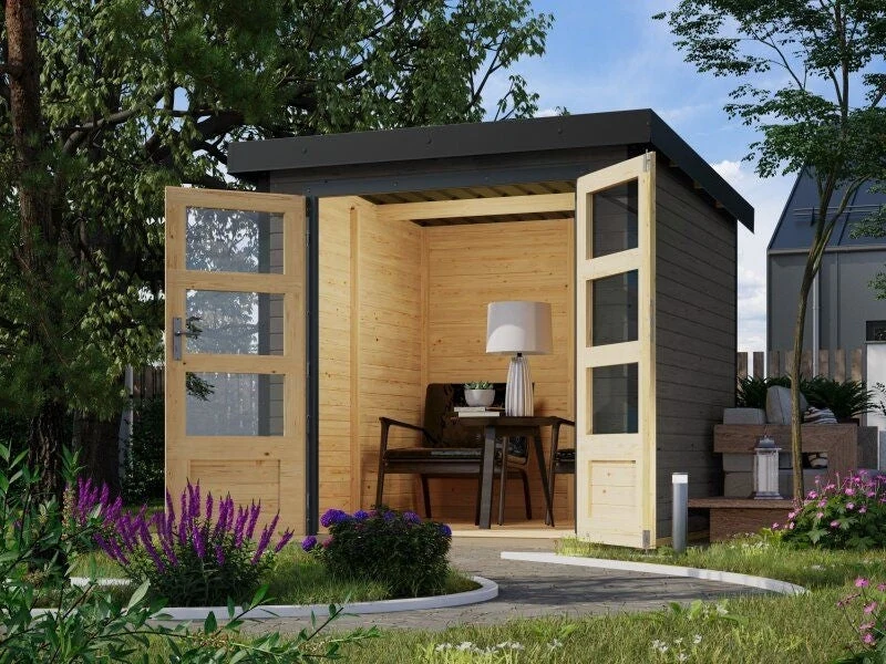 Norlinio Hybrid Gartenhaus Woodtallic 2, terragrau/anthrazit, inkl. Fußboden