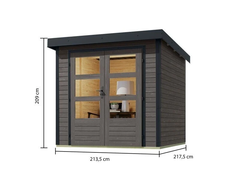 Norlinio Hybrid Gartenhaus Woodtallic 2, terragrau/anthrazit, inkl. Fußboden