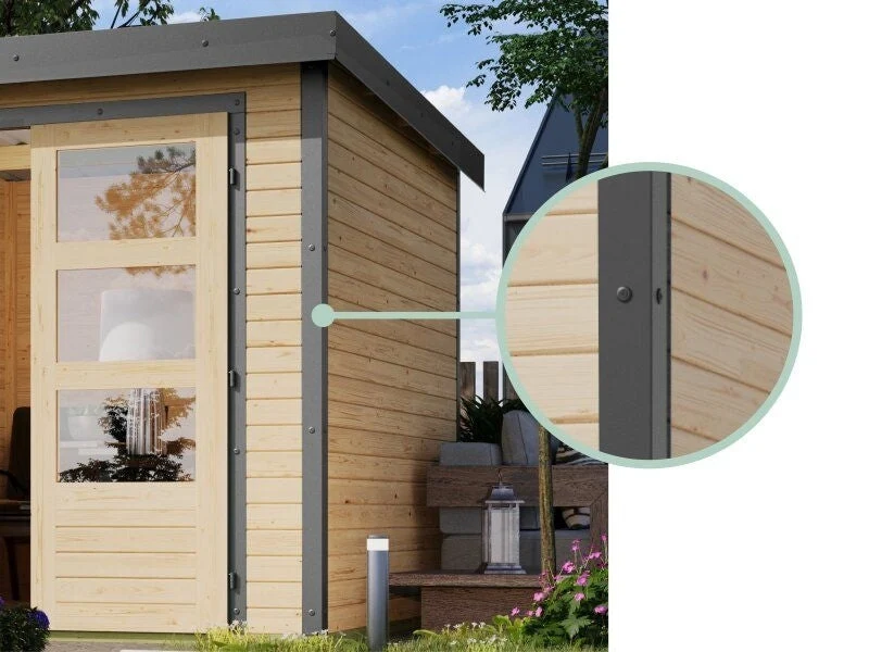 Norlinio Hybrid Gartenhaus Woodtallic 2, terragrau/anthrazit, inkl. Fußboden
