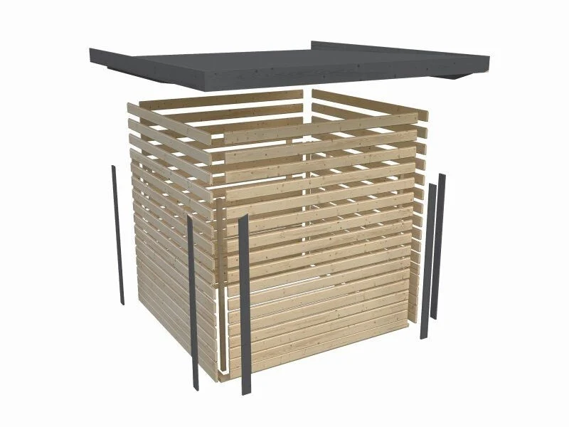 Norlinio Hybrid Gartenhaus Woodtallic 2, terragrau/anthrazit, inkl. Fußboden