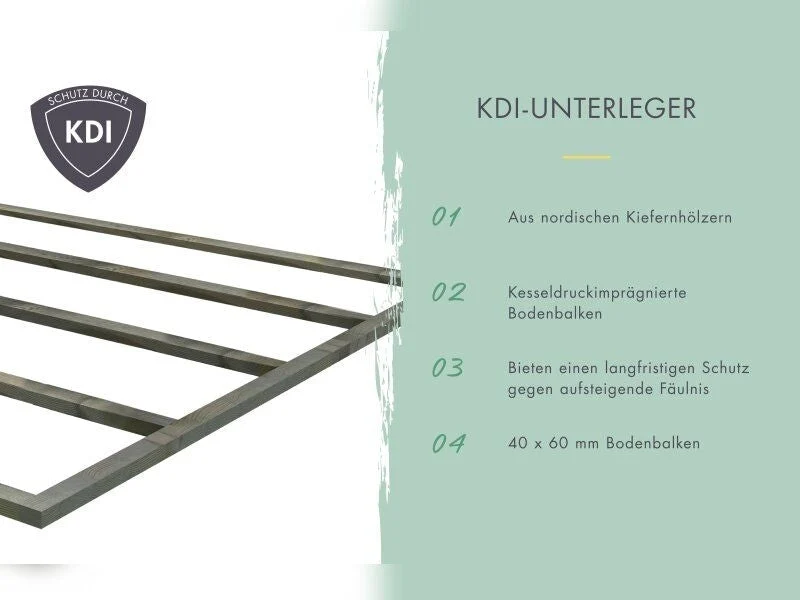 Norlinio Hybrid Gartenhaus Woodtallic 2, naturbelassen/anthrazit, inkl. Anbaudach und Fußboden