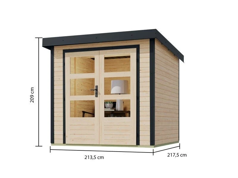 Norlinio Hybrid Gartenhaus Woodtallic 2, naturbelassen/anthrazit, inkl, Fußboden