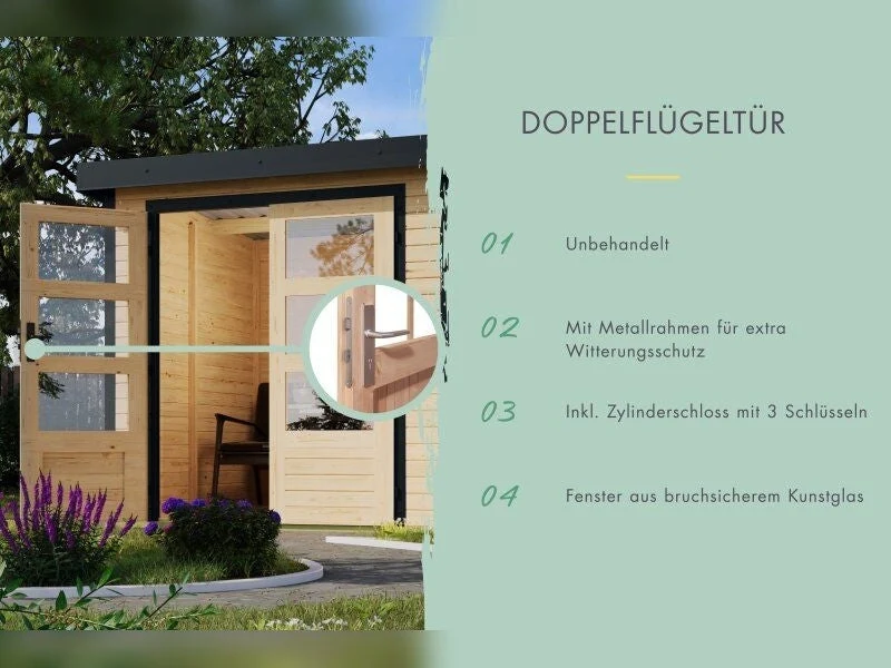 Norlinio Hybrid Gartenhaus Woodtallic 2, naturbelassen/anthrazit, inkl, Fußboden