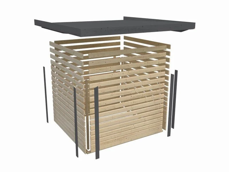 Norlinio Hybrid Gartenhaus Woodtallic 2, naturbelassen/anthrazit, inkl, Fußboden