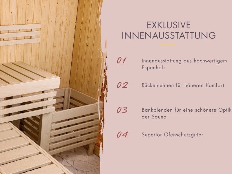 Karibu Sauna Avari 3 , inkl. 9 kW Ofen ext. Steuerung , 68 mm