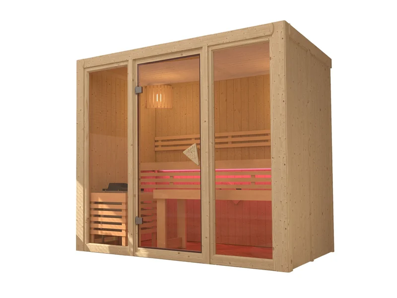Karibu Sauna Avari 3 , inkl. 9 kW Ofen integr. Steuerung , 68 mm