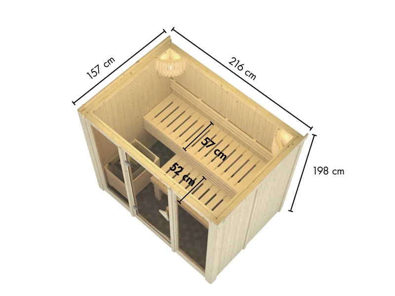Karibu Sauna Avari 3 , inkl. 9 kW Ofen integr. Steuerung , 68 mm