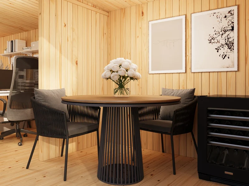 Karibu Gartenhaus Homeoffice Studio 3, schwarz, inkl. LED-Strahler mit Bewegungsmelder, 73 mm