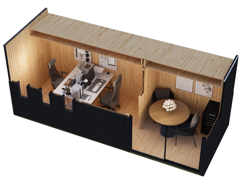Karibu Gartenhaus Homeoffice Studio 3, schwarz, inkl. LED-Strahler mit Bewegungsmelder, 73 mm