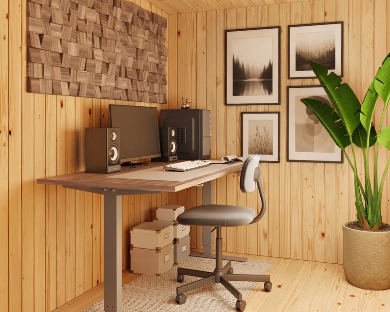 Karibu Gartenhaus Homeoffice Studio 1, schwarz, inkl. LED-Strahler mit Bewegungsmelder, 73 mm