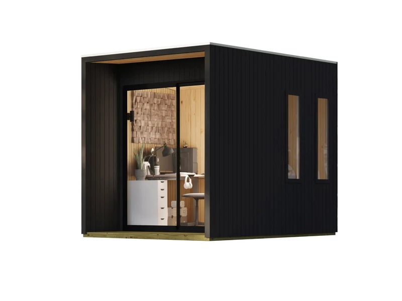 Karibu Gartenhaus Homeoffice Studio 1, schwarz, inkl. LED-Strahler mit Bewegungsmelder, 73 mm