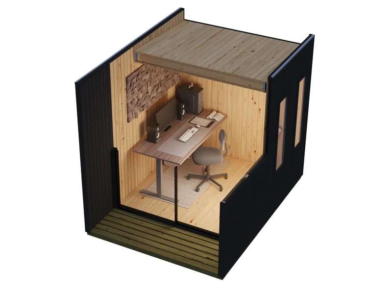 Karibu Gartenhaus Homeoffice Studio 1, schwarz, inkl. LED-Strahler mit Bewegungsmelder, 73 mm